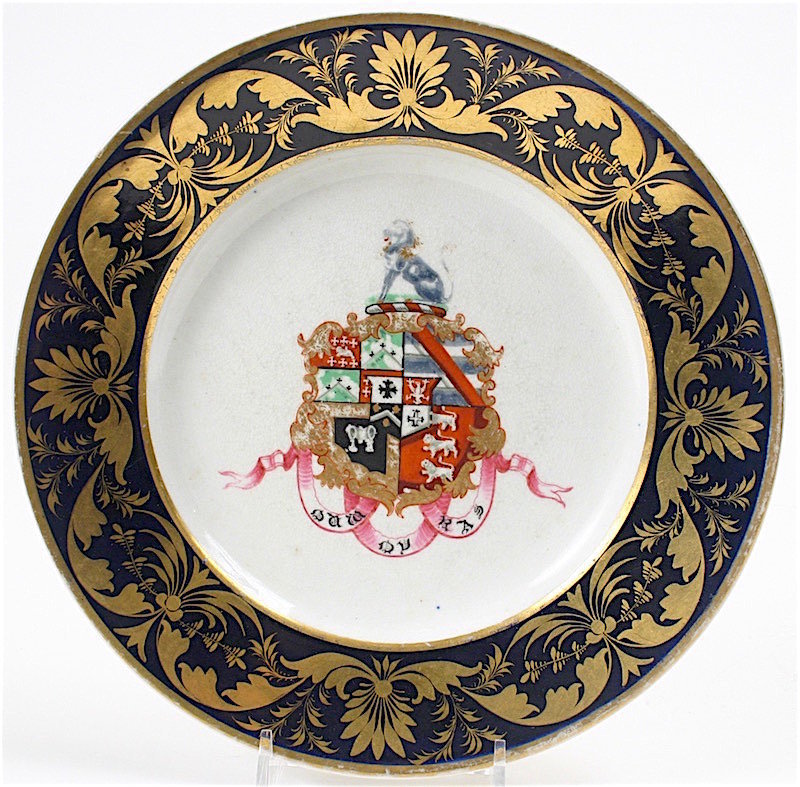 Derby porcelain armorial plates from Kemeys-Tynte dinner service, 1821