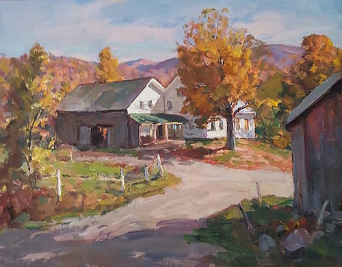 Thomas R. Curtin landscape painting - Vermont Farm in Autumn