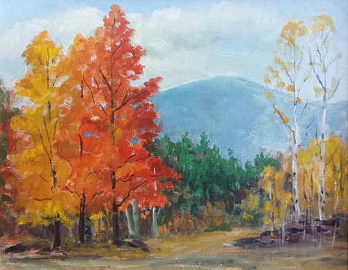 Frederick J. Wilder Autumn landscape painting, Woodstock, VT