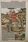 Nuremberg Chronicle double sided leaf depicting Lightning Strike, 1493