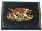 Antique Italian inlaid micro mosaic spaniel dog plaque