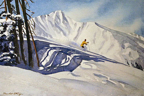 Churchill Ettinger painting of a solitary skier