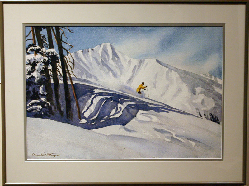 Churchill Ettinger painting of a solitary skier