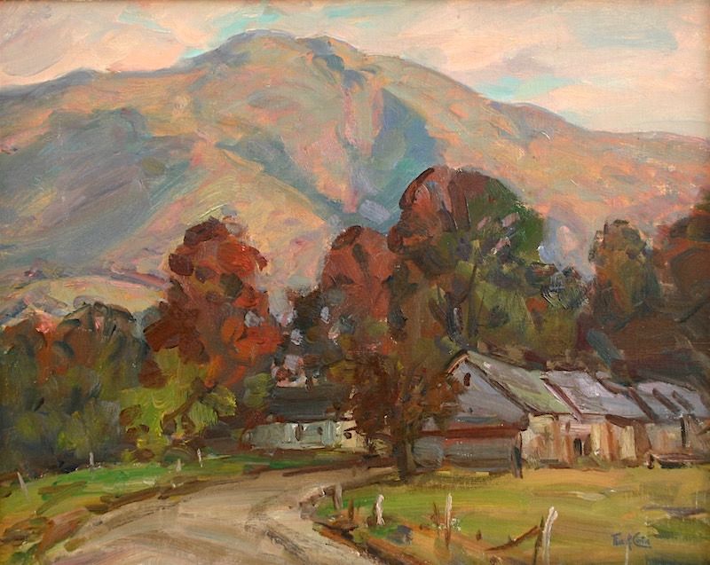 Thomas R. Curtin landscape painting - Fall colors on Mt. Mansfield, VT