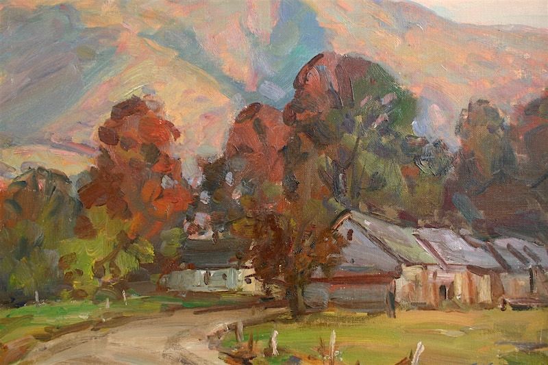 Thomas R. Curtin landscape painting - Fall colors on Mt. Mansfield, VT