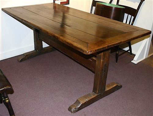 Antique English refectory trestle table, 18th century