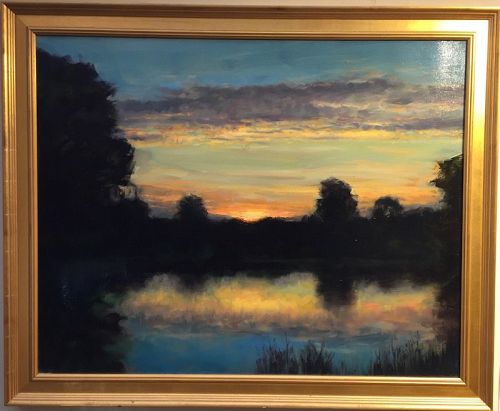 Dennis Sheehan painting - Sunset on a Misty Pond