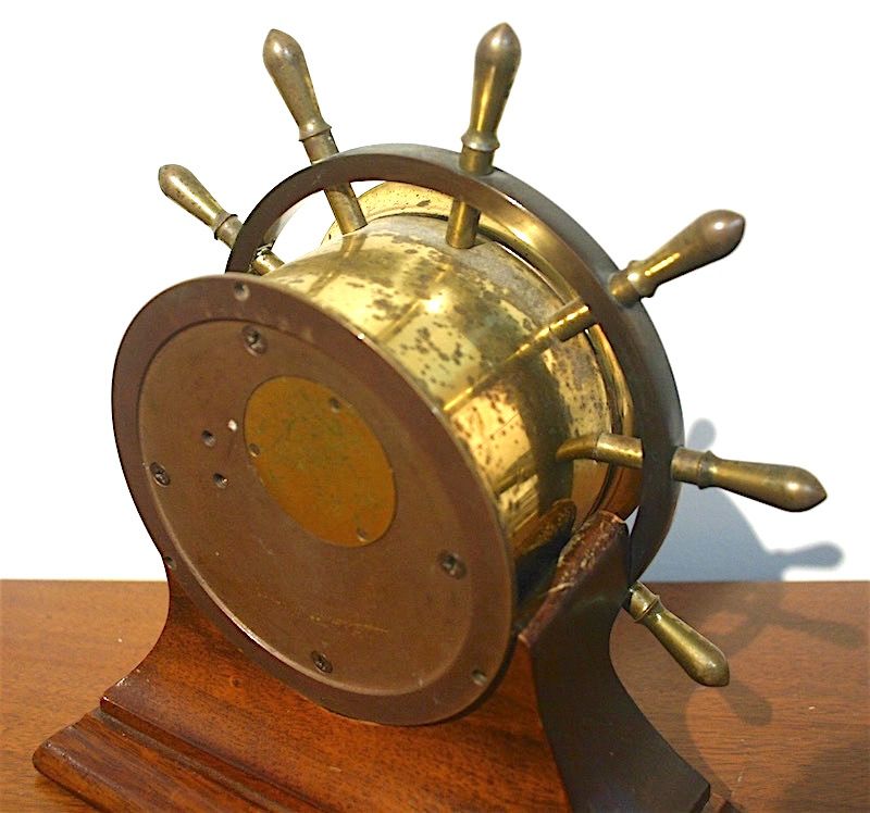 Chelsea Ship's Bell clock on mahogany stand