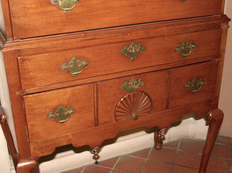 New England Queen Anne period maple highboy