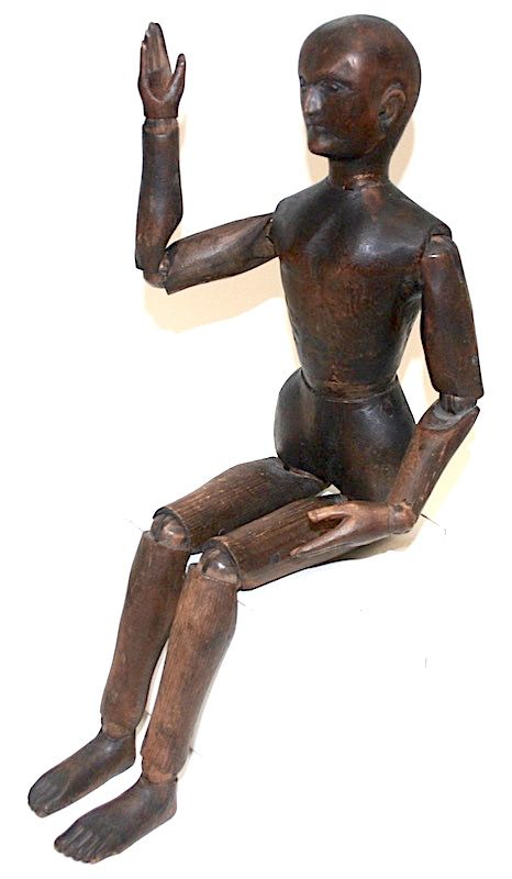 Antique articulated wooden artist's mannequin, France
