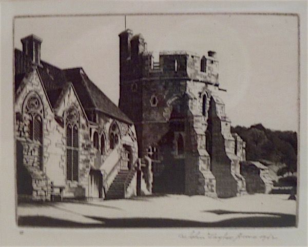 John Taylor Arms original etching Stokesay Castle