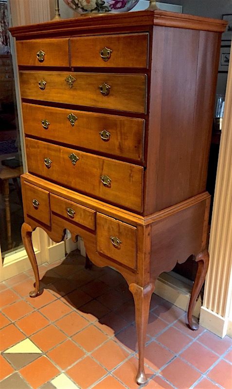 New England Queen Anne flat top maple highboy