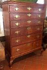 Early American Queen Anne six drawer chest on frame, c.1760