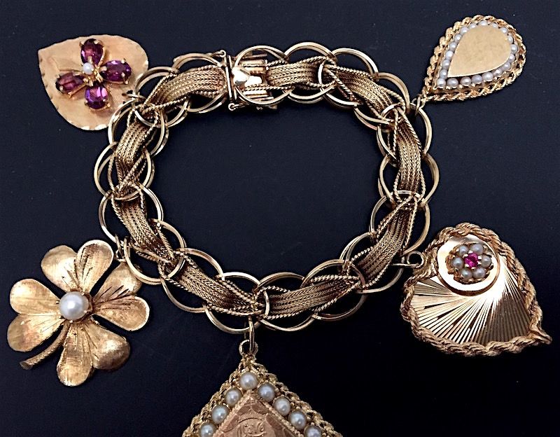 Vintage Love charm bracelet, 14Kt gold
