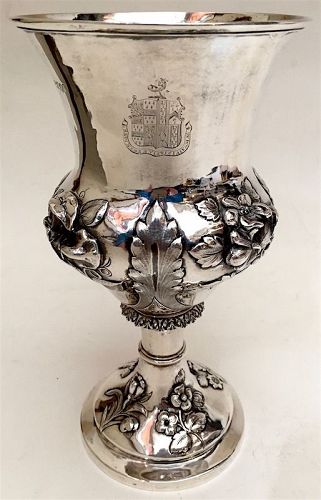 English sterling silver presentation goblet, 1840