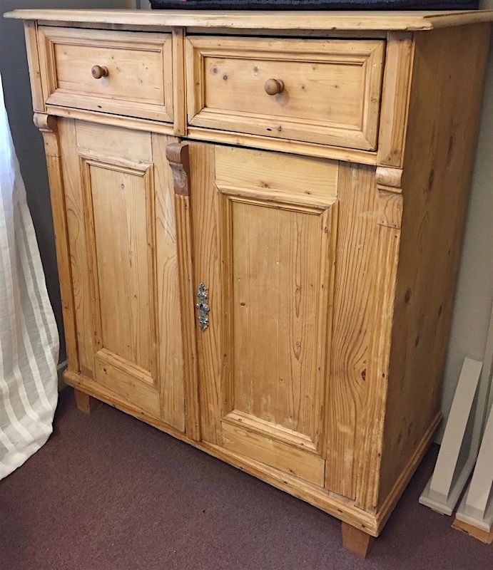 Antique pine double door cupboard