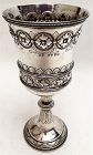English sterling silver large goblet with grapes