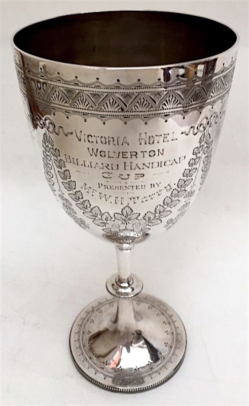 English sterling silver Billiards trophy goblet