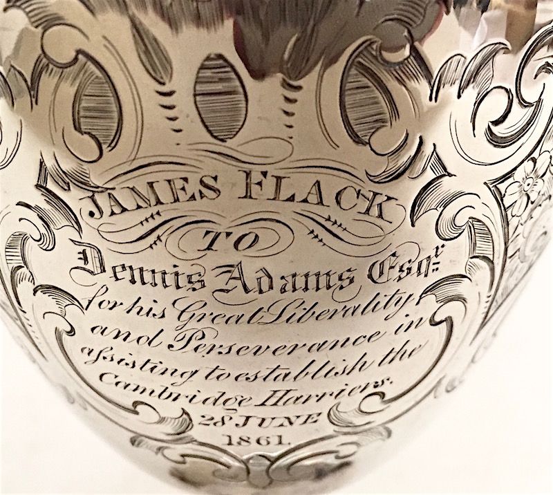 English sterling silver presentation goblet - Cambridge Harriers, 1861