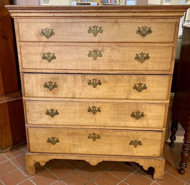 New England Chippendale tall maple blanket chest