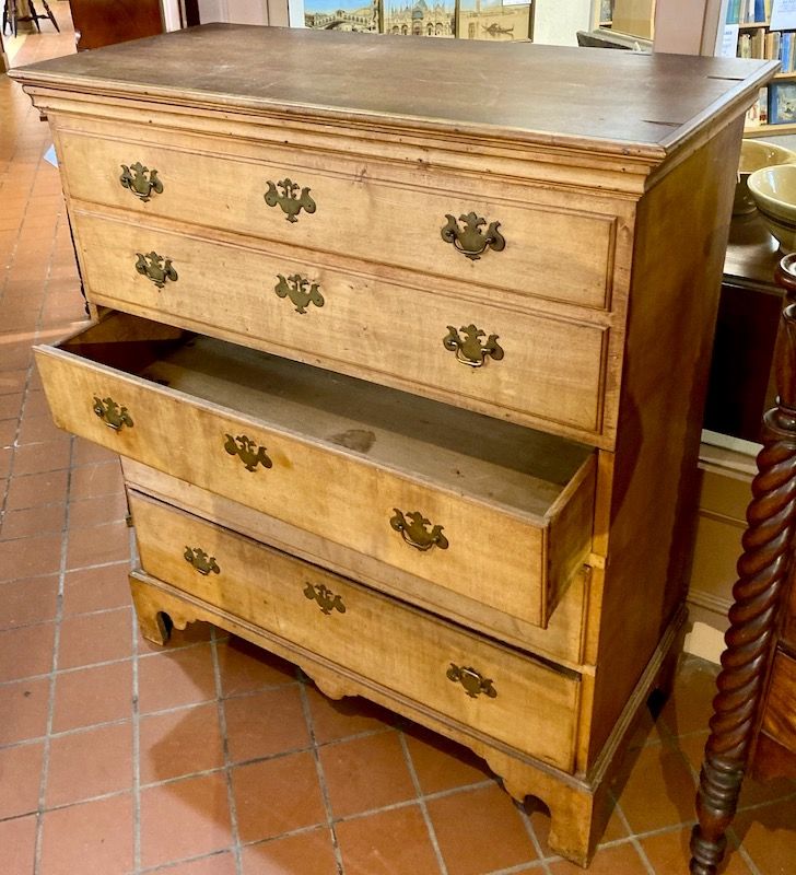 New England Chippendale tall maple blanket chest