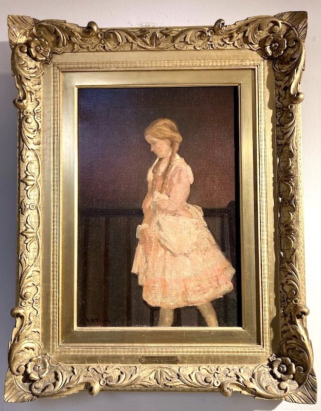 Athur Bowen Davies portrait painting - Girl on Balcony