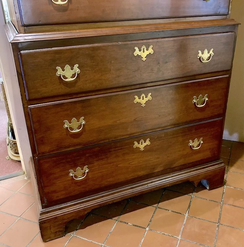 Early American Chippendale tall cherry chest-on-chest