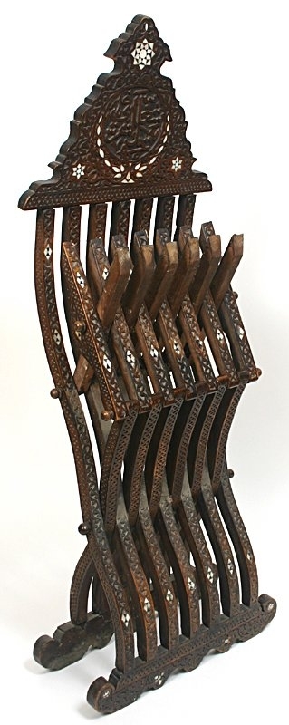 Antique Syrian mother-of-pearl inlaid folding chair