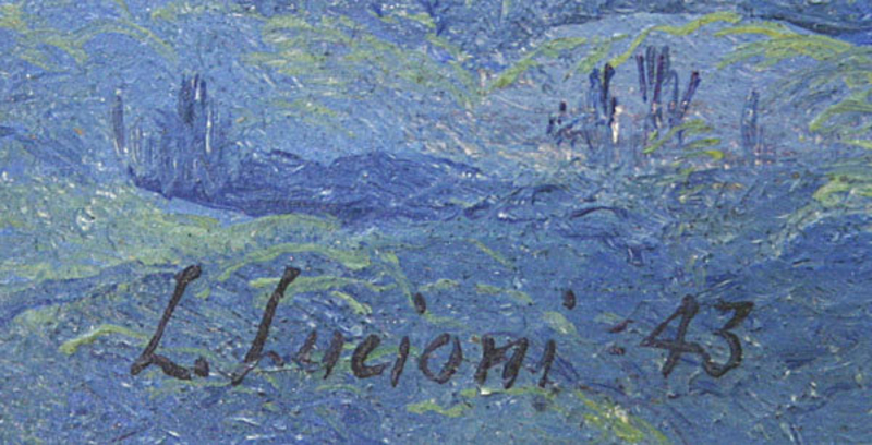 Luigi Lucioni painting, Mt. Equinox, Vermont, signed
