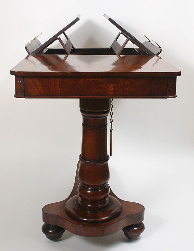 Antique adjustable reading stand with drawer, English