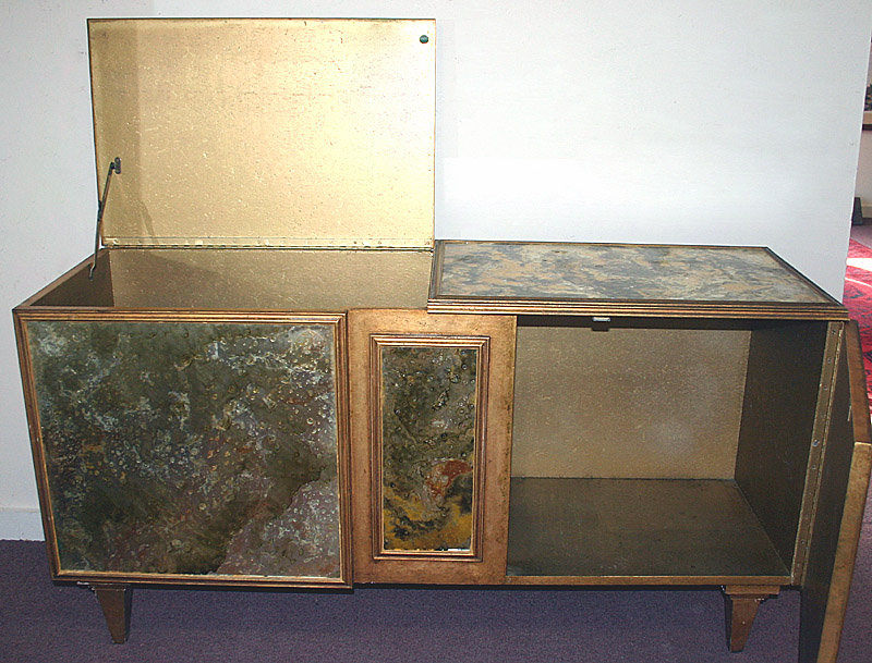 Art Deco style bar cabinet with mottled glass panels