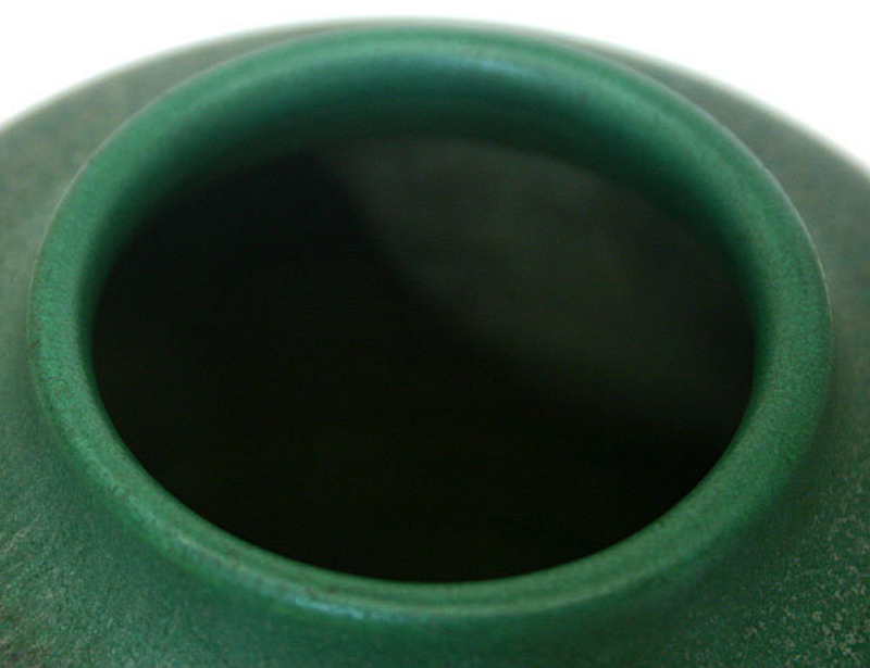 Newcomb College vase with matt green drip glaze