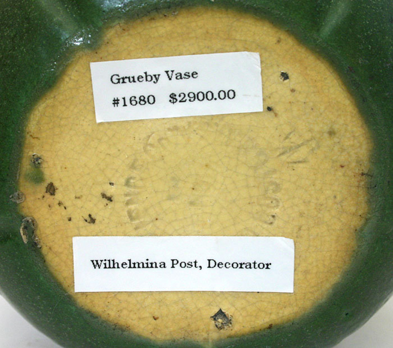 Grueby art pottery vase by Wilhelmina Post