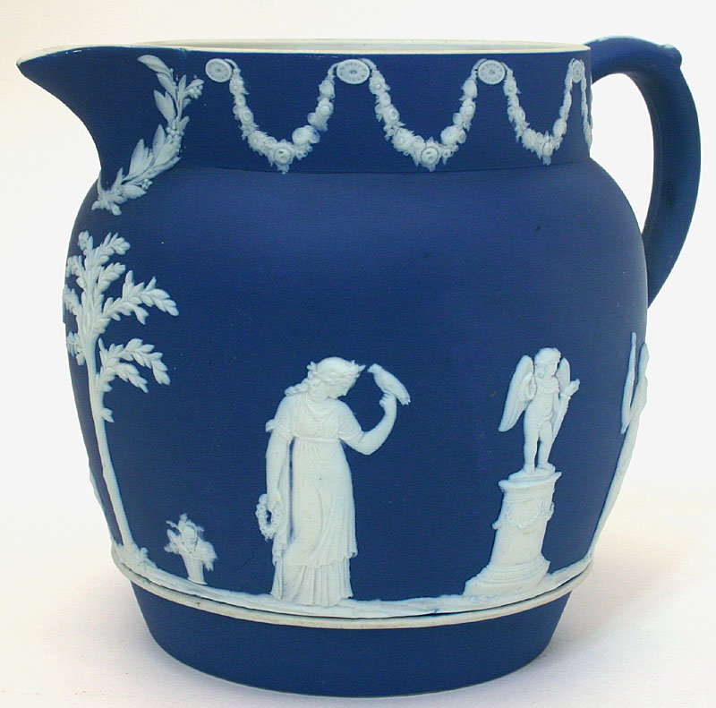 Wedgwood dark blue Jasperware dip jug pitcher, c.1900