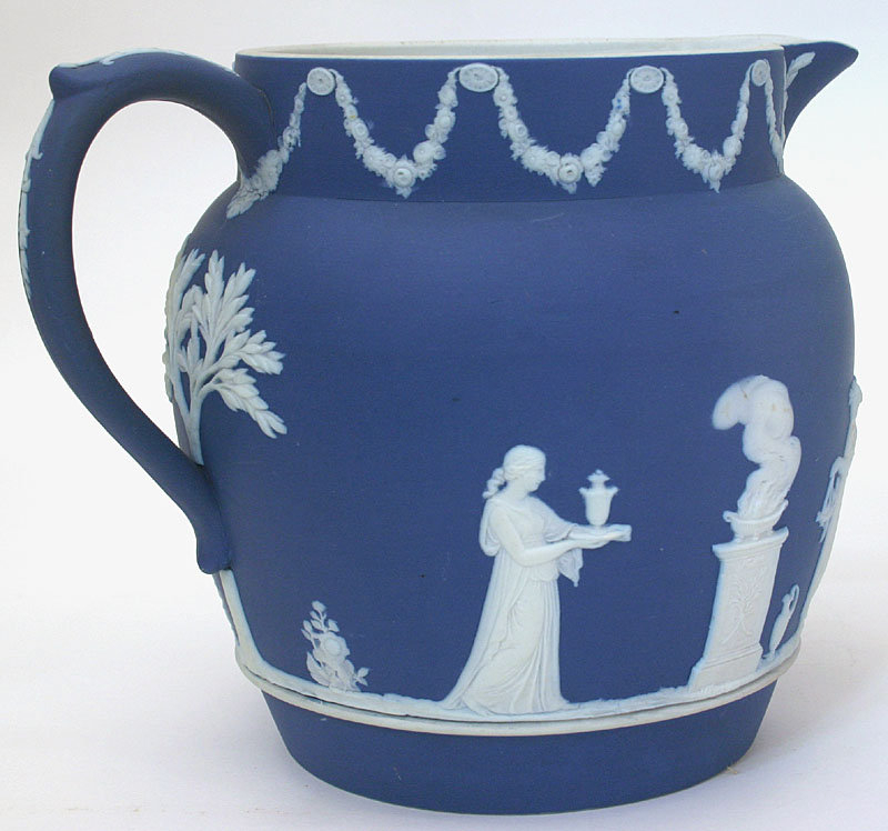 Wedgwood dark blue Jasperware dip jug pitcher, c.1900