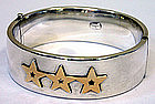 Tiffany sterling silver & gold star bangle bracelet