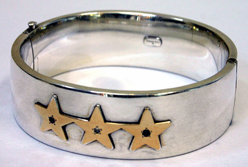 Tiffany sterling silver &amp; gold star bangle bracelet