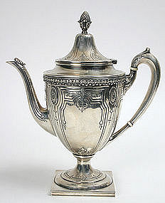 J.E. Caldwell sterling silver coffee pot, Victorian