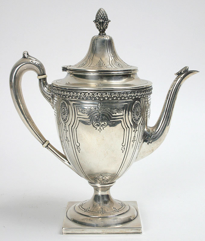 J.E. Caldwell sterling silver coffee pot, Victorian
