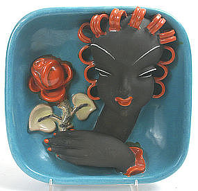 Karl Grossl Art Deco pottery wall plaque / mask