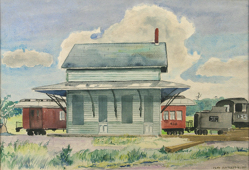 Frederick Clay Bartlett Jr. painting of train station