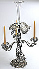 English silver plated centerpiece with palm tree & deer