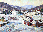 Robert Shaw Wesson painting, Vermont village in winter