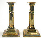 Brass Georgian telescoping candlesticks, English