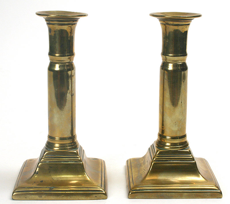 Brass Georgian telescoping candlesticks, English