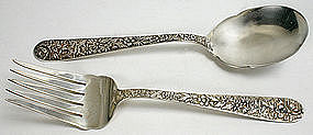 S. Kirk and Son Co. repousse sterling silver salad set