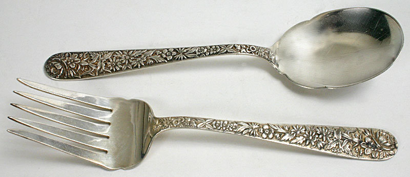 S. Kirk and Son Co. repousse sterling silver salad set