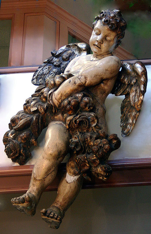 Antique carved angels / cherubs, Italian, a pair