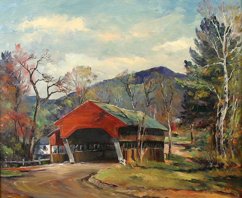 Roger Deering painting - Covered Bridge, Jackson, NH