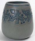 Marblehead Pottery vase with leaf and berry decoration